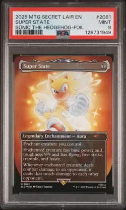 2025 MTG SECRET LAIR DROP SONIC: FRIENDS & FOES-FOIL #2081 SUPER STATE PSA 9 - Image 1