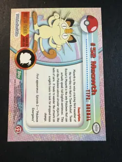 Meowth #52 Topps Trading Cards Series 1 Green Logo Pokemon - Image 2