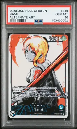 2023 ONE PIECE OP03-PILLARS OF STRENGTH ALTERNATE ART #040 NAMI PSA 10 - Image 1