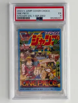 PSA 5 2023 V Jump Cover Chocolate Sticker One Piece Vol. 1 Sep 2002 Luffy - Image 1