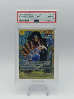 2025 One Piece OP12 EN #119 Bartholomew Kuma PSA 10 - Image 2
