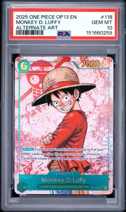 2025 One Piece #OP13-118 Monkey D. Luffy SEC Alt Art Carrying On His Will PSA 10 - Image 1