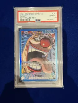 One Piece Buggy OP09-042 Emperors in the New World Alt Art Foil PSA 10 EN - Image 1