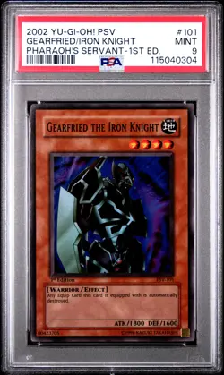2002 YU-GI-OH! PSV-PHARAOH'S SERVANT 1ST EDITION GEARFRIED THE IRON KNIGHT PSA 9 - Image 1