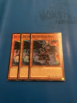 YUGIOH 3x Super Rare Red-Eyes Retro Dragon BOSH-EN095 1st Edition - Image 1