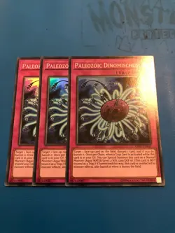 YUGIOH 3x Super Rare Paleozoic Dinomischus OP07-EN011 - Image 1