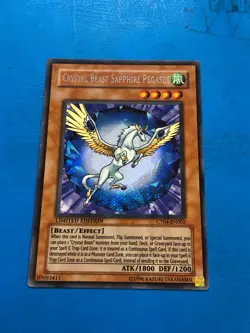 YUGIOH Secret Rare Crystal Beast Sapphire Pegasus CT04-EN002 - Image 1