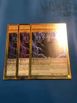 YUGIOH 3x Gold Rare Vector Pendulum, The Dracoverlord PGL3-EN041 1st Edition - Image 1