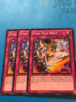 YUGIOH 3x Super Rare Void Trap Hole REDU-EN076 1st Edition - Image 1