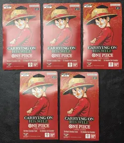 One Piece TCG: OP13 Carrying On His Will - Lot of 5 Sleeved Booster Packs - Image 1