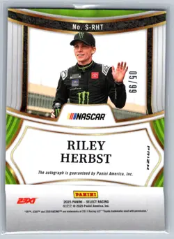 Riley Herbst S-RHT 2025 Select #/99 Signatures Blue Prizms 23XI Racing Card - Image 2