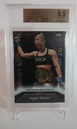 2013 Topps Finest UFC Ronda Rousey RC /8 Rookie Card Octafractor SSP BGS 9.5 GEM - Image 4