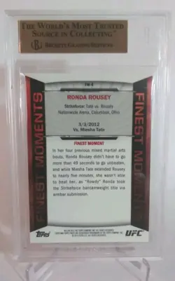 2013 Topps Finest UFC Ronda Rousey RC /8 Rookie Card Octafractor SSP BGS 9.5 GEM - Image 5
