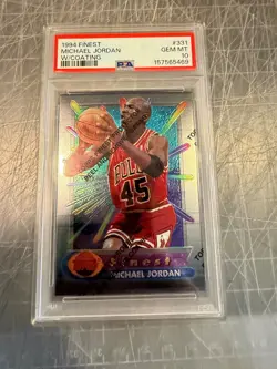 1994 FINEST #331 WITH COATING MICHAEL JORDAN BULLS BASKETBALL CARD PSA 10 GEM - Image 1