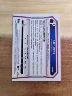 Topps 2026 Bowman Chrome/2025 Panini Prospect Gage Wood Auto 1st Bowman 3-Card - Image 3