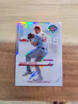 Topps 2026 Bowman Chrome/2025 Panini Prospect Gage Wood Auto 1st Bowman 3-Card - Image 4