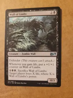 MTG Magic Wall of Limbs (121/298) Core Set 2015 M15 Black U LP BULK DISCOUNT - Image 1