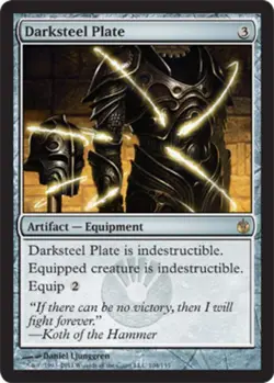 MTG Darksteel Plate, Mirrodin Besieged, Heavily Played, English - Image 1