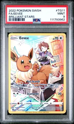 2022 POKEMON SWORD & SHIELD BRILLIANT STARS #TG11 EEVEE FULL ART PSA 9 - MINT - Image 1