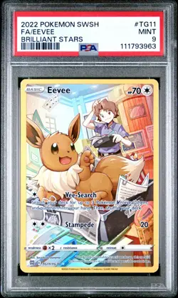 2022 POKEMON SWORD & SHIELD BRILLIANT STARS #TG11 EEVEE FULL ART PSA 9 - MINT - Image 3