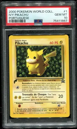 2000 Pokemon WOTC Black Star Promo Ivy Pikachu Holo Portuguese #1 PSA 10 - Image 1