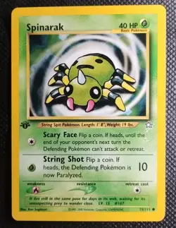 Spinarak 1st Edition 75/111 Neo Genesis Pokemon Card Nintendo - Excellent LP - Image 1