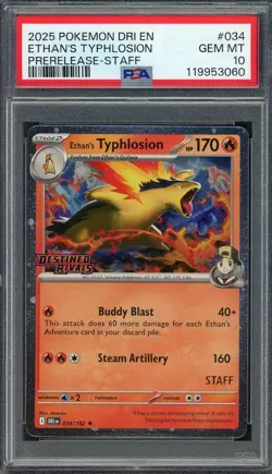 PSA 10 Ethan's Typhlosion (STAFF Promo) Destined Rivals 34/182 Holo Pokemon B11 - Image 1