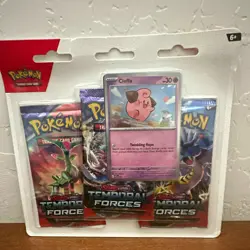 Pokemon TCG Temporal Forces 3-Pack Blister Booster w/ Cleffa Promo, English - Image 1