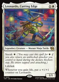 LEONARDO, CUTTING EDGE Rare Foil Teenage Mutant Ninja Turtles NM MTG - Image 1