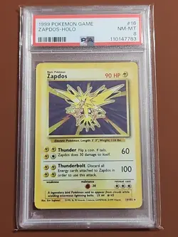 1999 Pokemon Zapdos #16 Holo Rare PSA 8 - Image 1