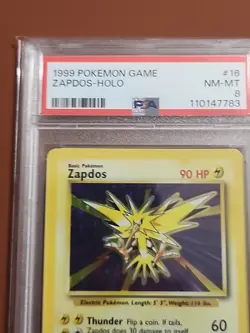 1999 Pokemon Zapdos #16 Holo Rare PSA 8 - Image 2