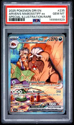 2025 POKEMON DRI EN-DESTINED RIVALS #235 ARVEN'S MABOSSTIFF EX PSA 10 - Image 1