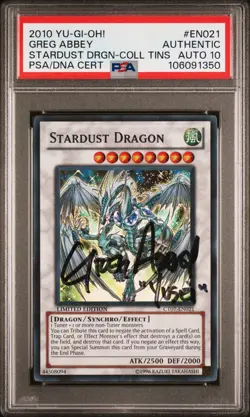 PSA Authentic Stardust Dragon CT07-EN021 Super GREG ABBEY Yusei AUTO 10 Yugioh - Image 1