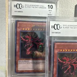 2010 Slifer The Sky Dragon Yugioh Legend Coll LC01-EN002 BCCG 10 Mint Lot Of 3 - Image 3
