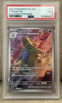 2023 Pokemon Tyranitar 222/193 Sv02: Paldea Evolved Holo PSA 9 *CASE CRACKS* - Image 1