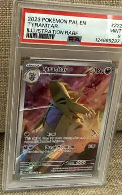 2023 Pokemon Tyranitar 222/193 Sv02: Paldea Evolved Holo PSA 9 *CASE CRACKS* - Image 2