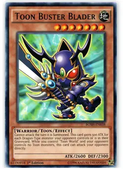 Yugioh! MP Toon Buster Blader - BOSH-EN038 - Rare - 1st Edition Moderately Playe - Image 1