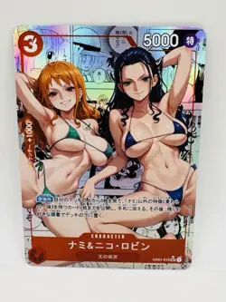 One Piece Goddess Nami X Nico Robin #8 DIY Doujin Kawaii Art Holo Card - Image 1