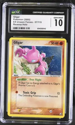 CGC 10 Gligar EX Unseen Forces 57/115 Reverse Holo STAMPED Pokemon Card - Image 1