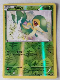 REVERSE HOLO Snivy 5/124 LP - XY Fates Collide Pokemon Card - Atsuko Nishida Art - Image 1