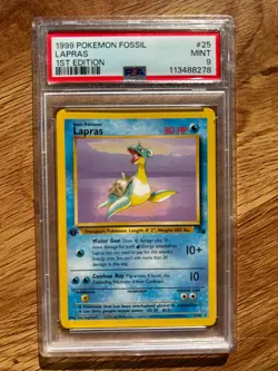 1999 Pokemon 1st Edition Fossil LAPRAS Non-holo Card #25/62 PSA 9 - Mint - Image 1