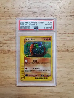 Pokemon PSA 10 GEM MINT 2002 Sudowoodo 1st Ed JPN Wind From The Sea Holo Card - Image 1