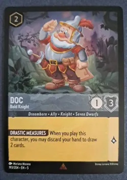 DISNEY LORCANA TCG DOC BOLD KNIGHT 193/204 SHIMMERING SKIES REGULAR RARE NM CARD - Image 1