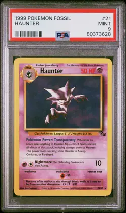 Pokemon 1999 WOTC Fossil Haunter 21/62 Unlimited Non-Holo PSA 9 Mint - Image 1