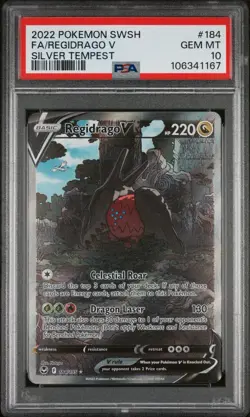 REGIDRAGO V 2022 POKEMON SWORD & SHIELD SILVER TEMPEST #184 FULL ART PSA 10 - Image 1