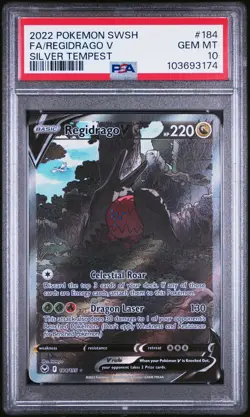 2022 POKEMON SWORD & SHIELD SILVER TEMPEST #184 FULL ART/REGIDRAGO V PSA 10 - Image 1