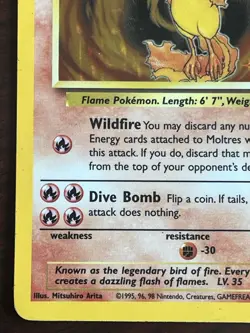 Moltres 12/62 Fossil Set Rare Holo Vintage Pokemon TCG Card HP - Image 5