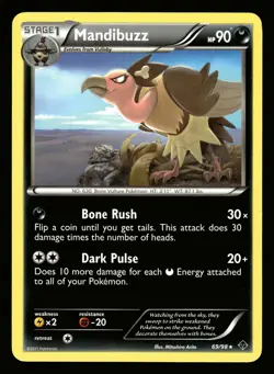 Pokemon Mandibuzz 69/98 Emerging Powers Rare Card - Image 1