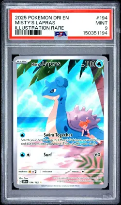 2025 POKEMON DRI EN-DESTINED RIVALS ILLUSTRATION RARE #194 MISTY'S LAPRAS PSA 9 - Image 1