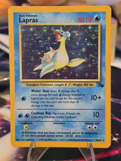 Lapras 10/62 Unlimited Fossil Set Holo Rare 1999 English Pokemon TCG Card WoTC - Image 1